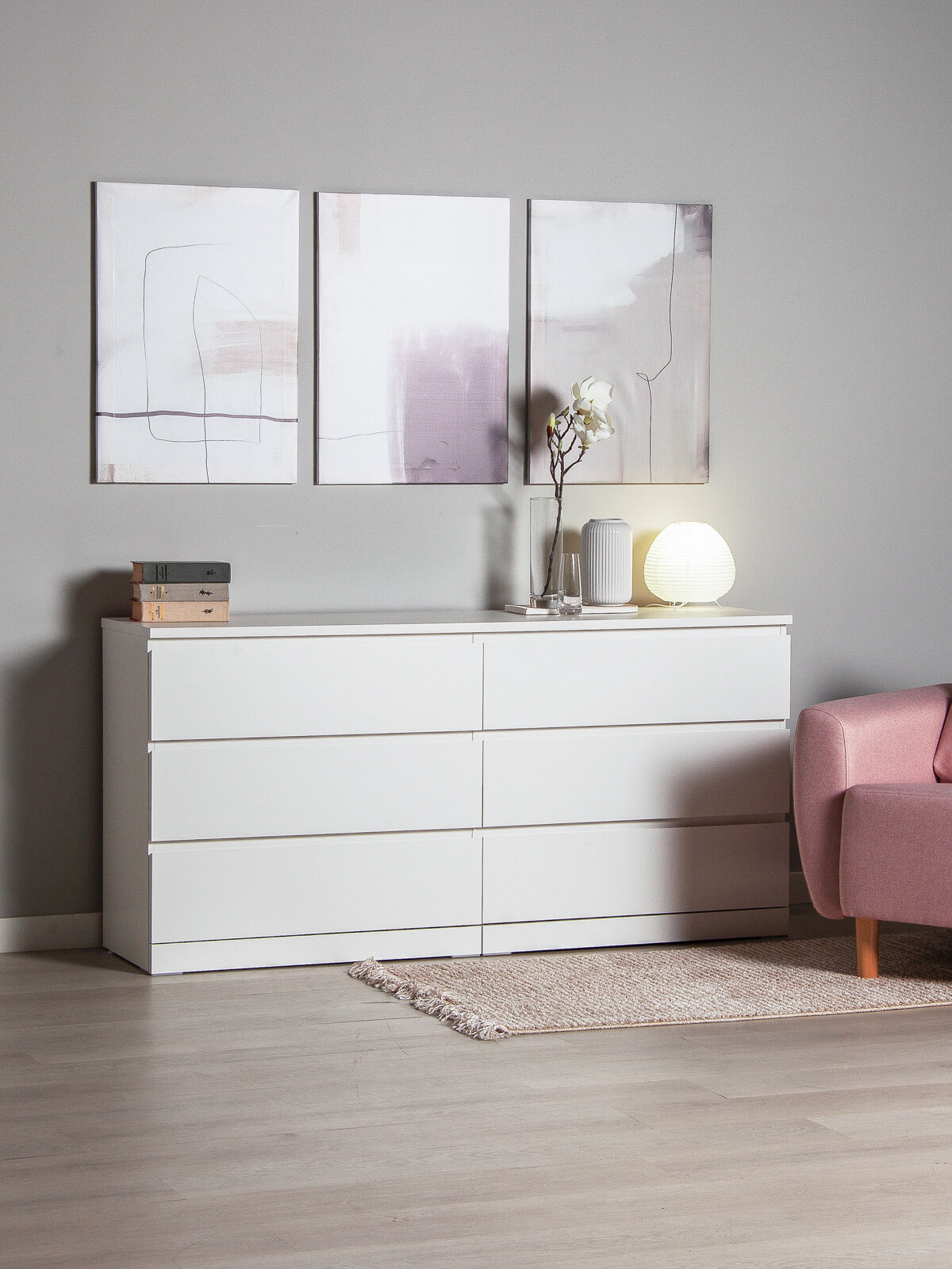 Комод для одежды белый с ящиками большой, 160х40х78 см, эмаль, Гуд Лакк, Варма