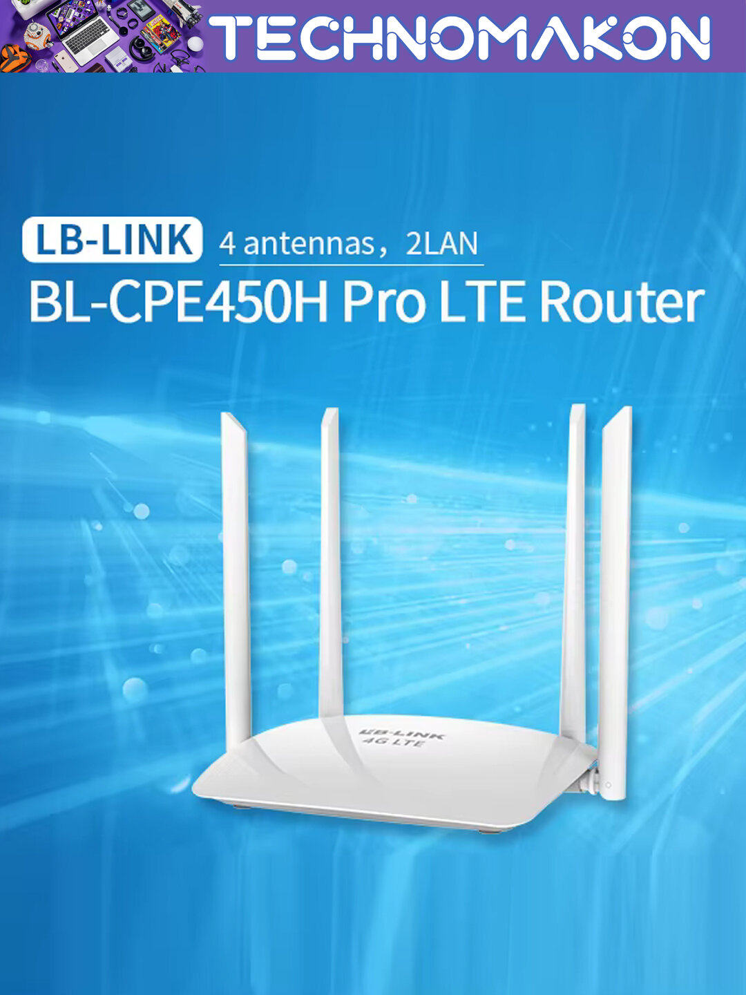 Роутер Wi-Fi LB-Link BL-CPE450H с поддержкой 4G SIM-карт, 300 Мбит/с