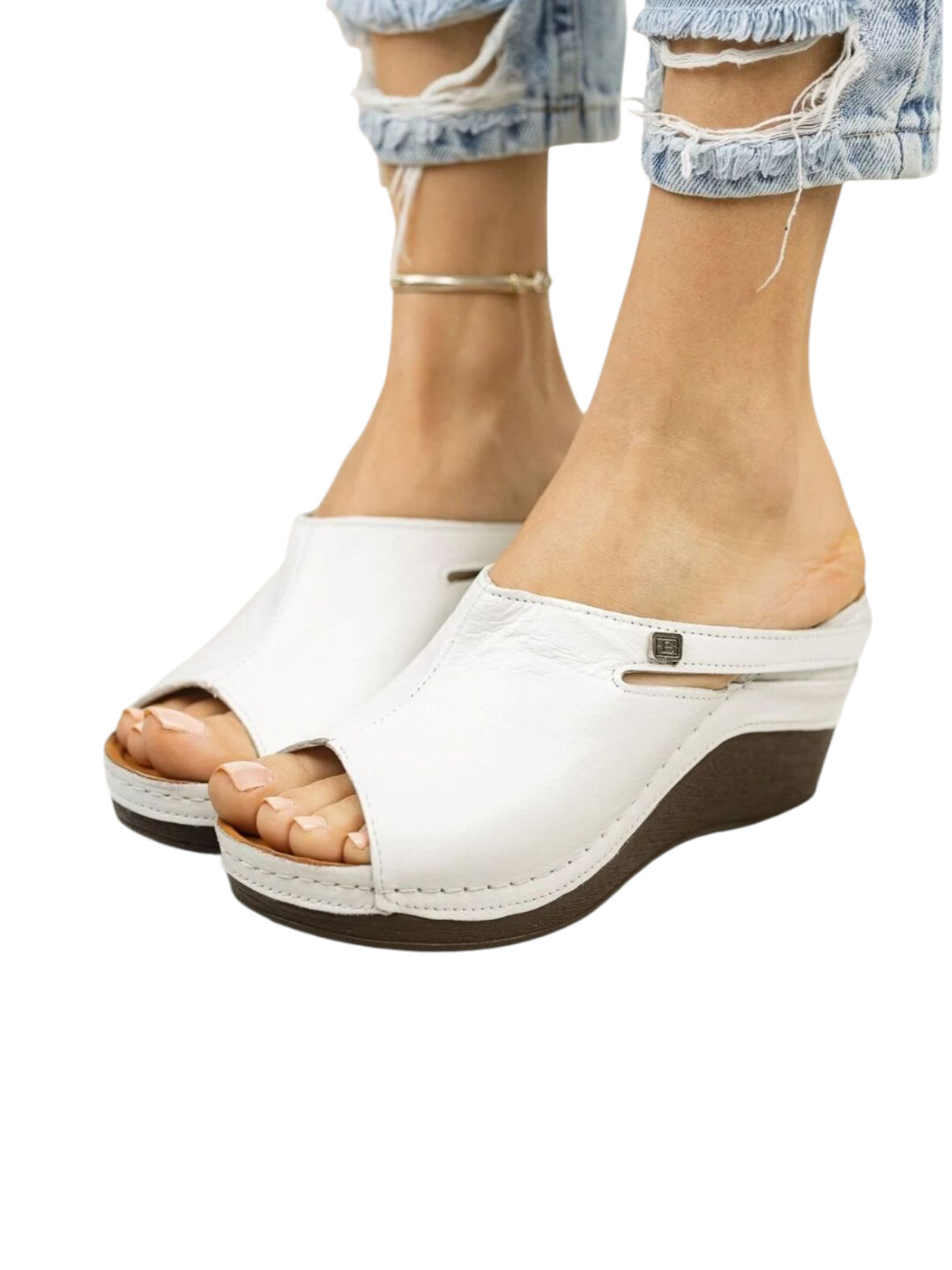 Сабо  Сабо женские, на платформе, Турция, 100% кожа, размер 36, белый — фото 1