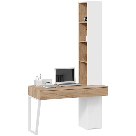 Стол письменный Трия Порто СМ-393.15.012 со шкафом комбинированным (настольным) Белый жемчуг/Яблоня беллуно/Белый софт