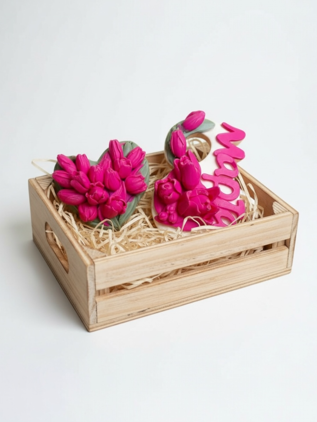 Мыло "Набор мыла ручной работы" в подарочной коробке с открыткой на 8 Марта - Розовый