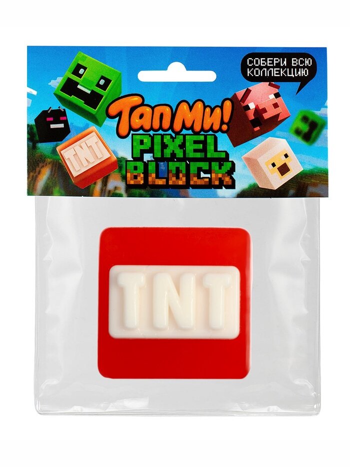 Сквиш - антистресс Волшебный мир "Майнкрафт", красный цвет, мягкая текстура