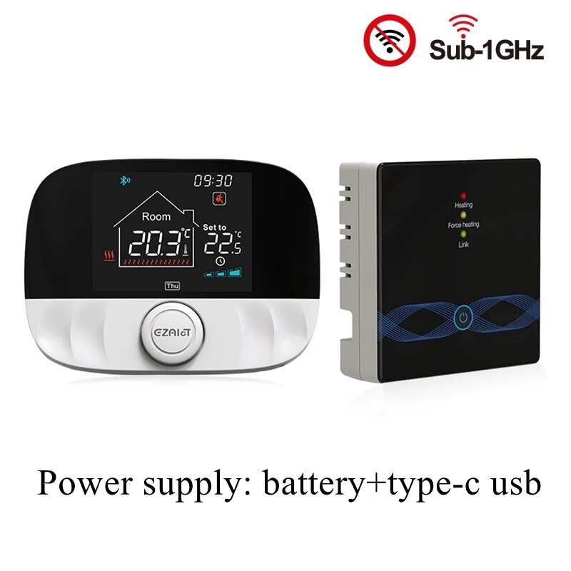 Беспроводной термостат EZAIOT для газового котла, Black T9N Set, Wireless