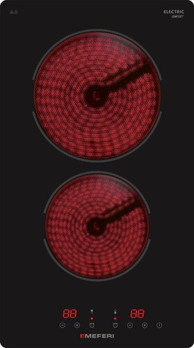Изображение товара Варочная панель электрическая MEFERI MEH302BK COMFORT 30 см, 3000 Вт, 2 конфорки, 9 уровней мощности, автоотключениеT