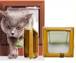 Дверь для кошки Барсик врезная 4 режима работы светло-коричневый 145*145см