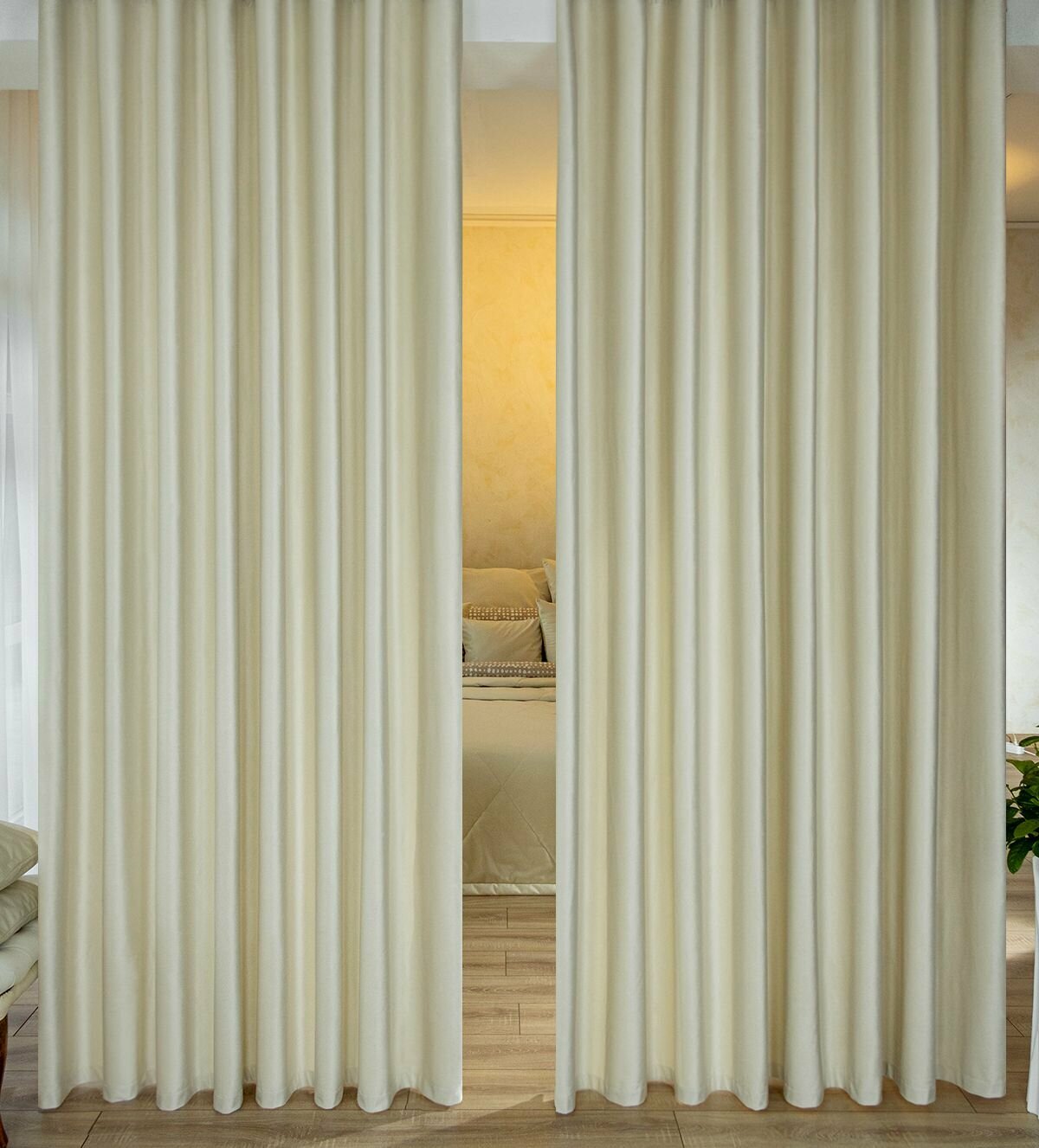 фото Комплект штор на шторной ленте бархат 400 х 280 см Беллиссимо Серо-голубой / Ширина одной шторы 200 / Высота 280 / в зал, спальню, комнату, гостиную, на кухню