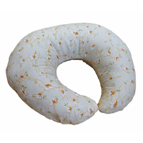 Валик Подковка из лузги гречихи 30х35 см наволочка бязь хлопок (цвет бежево/желтая)