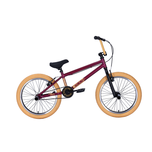 Велосипед BMX Tech Team Goof 20" бордовый 2024, пеги в комплекте красный, зеленый, черный, желтый