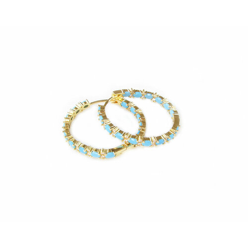 Серьги конго Irina Moro, бирюза, фианит, размер 35 мм