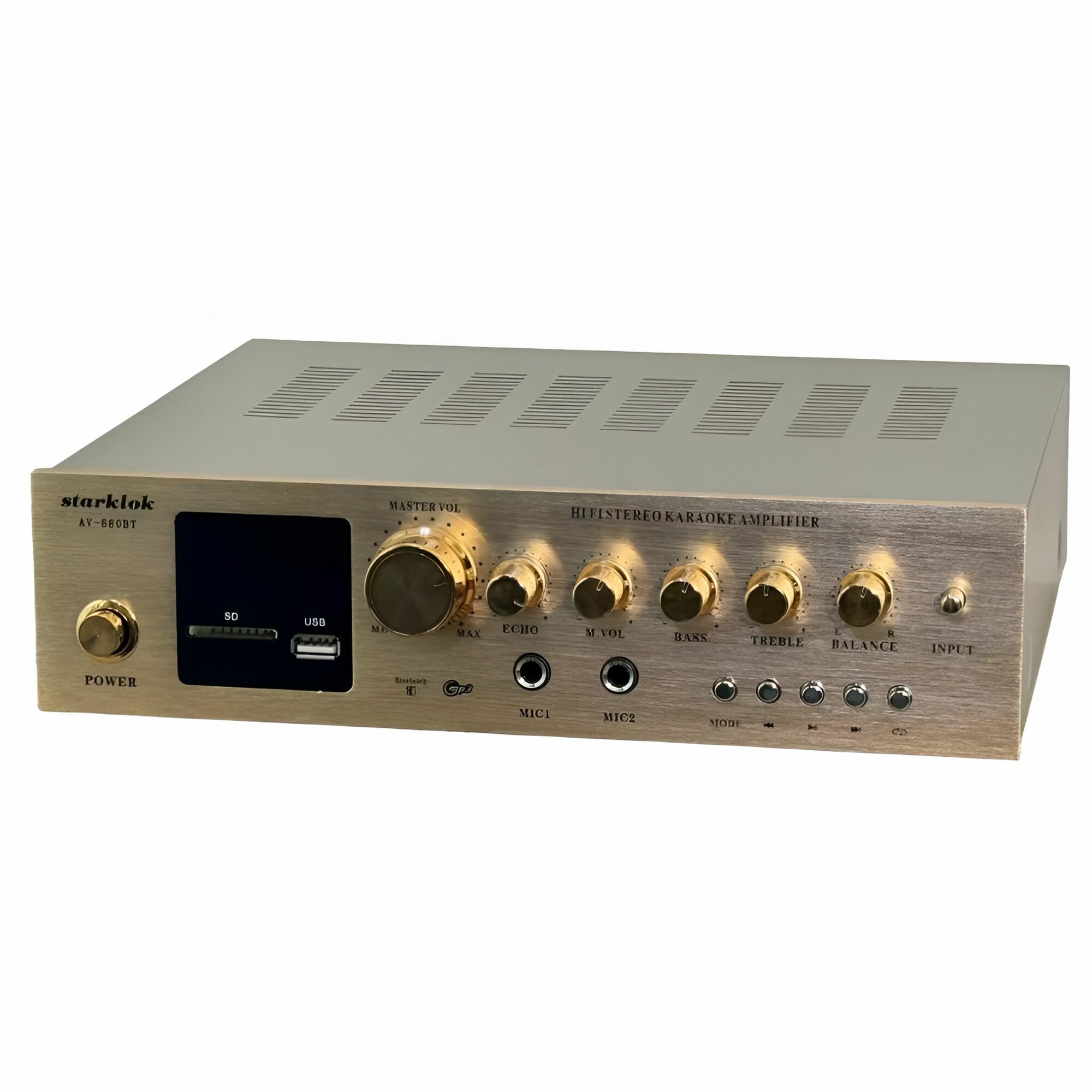 Профессиональный HI-FI усилитель Starklok AV-680ВТ / Караоке для 2 микрофонов / Домашний кинотеатр 5 каналов — фото 1