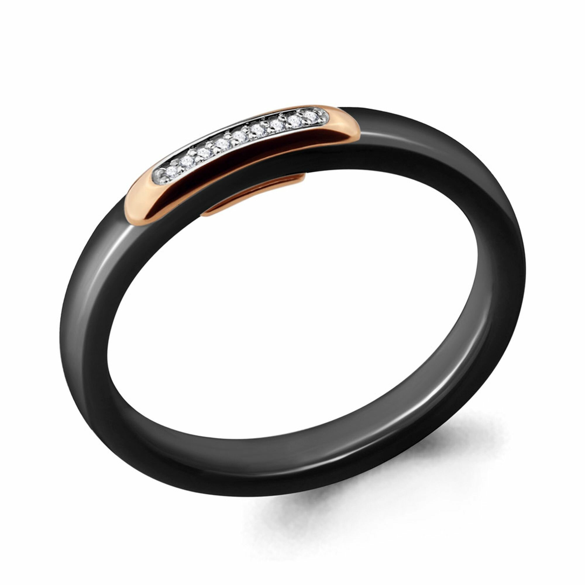 Кольцо дорожка Diamant online, красное золото, 585 проба, керамика, бриллиант