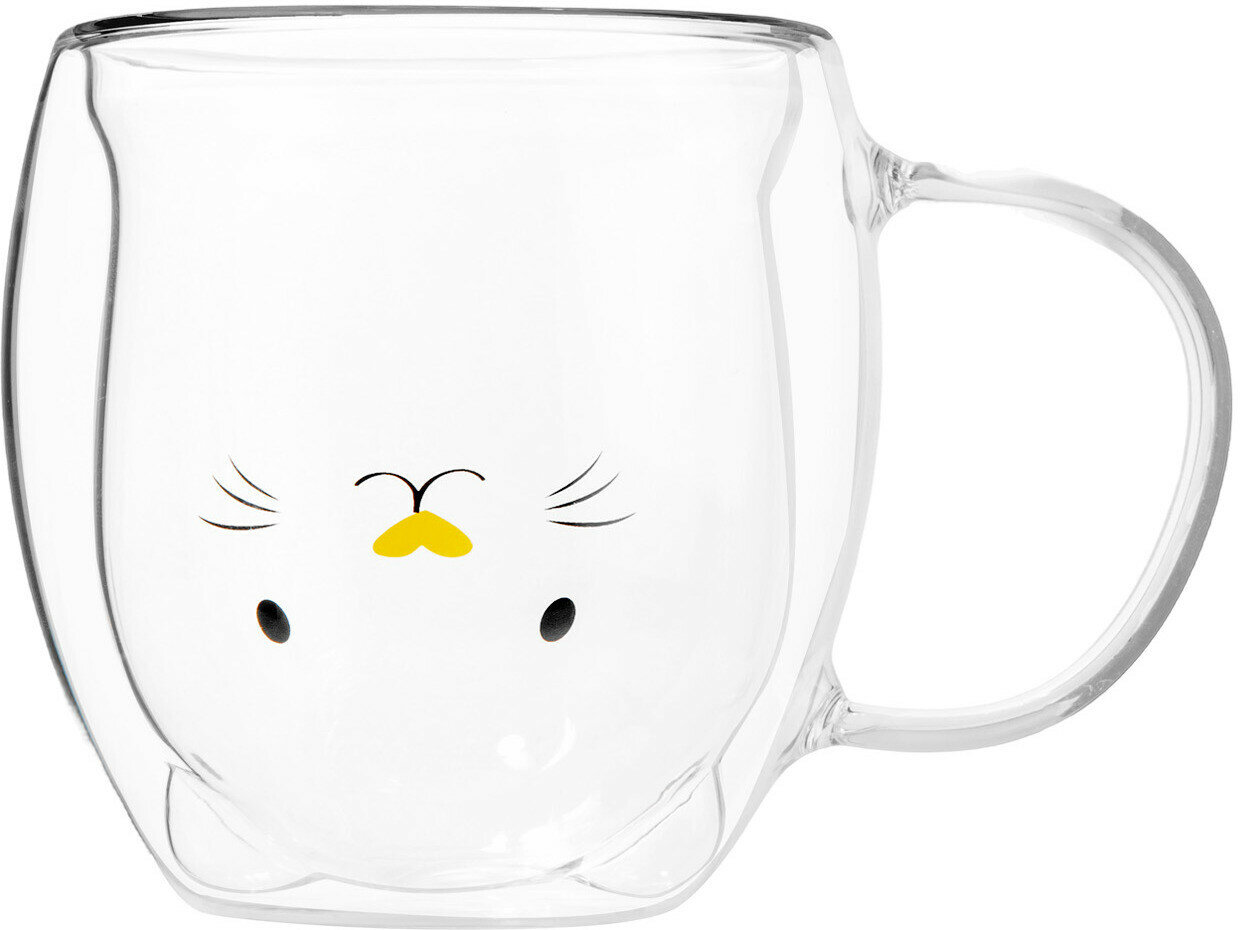 Кружка для чая стеклянная PERFECTO LINEA Funny animals с двойными стенками 280 мл 30-130002