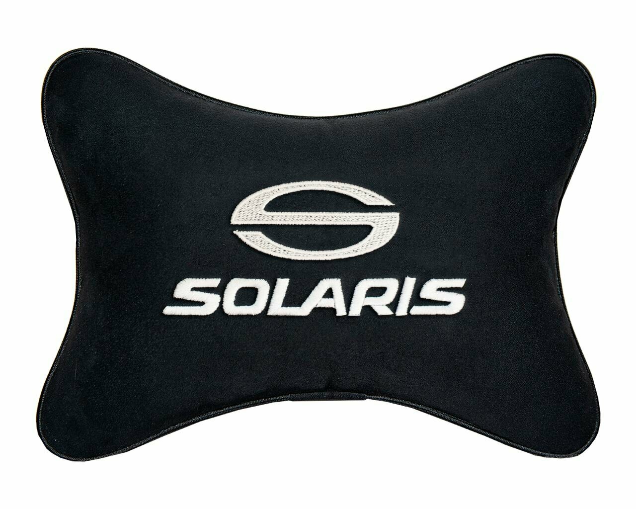 Подушка на подголовник черная алькантара SOLARIS
