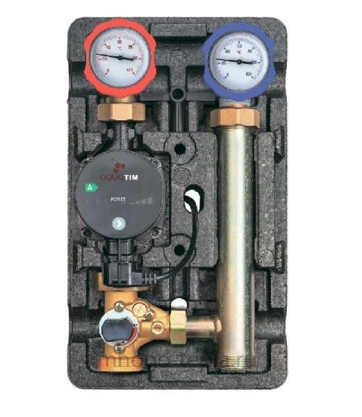 Насосная группа с трехходовым смесительным клапаном без насоса 1" ZEISSLER подача слева TIM NG-MK-0101L