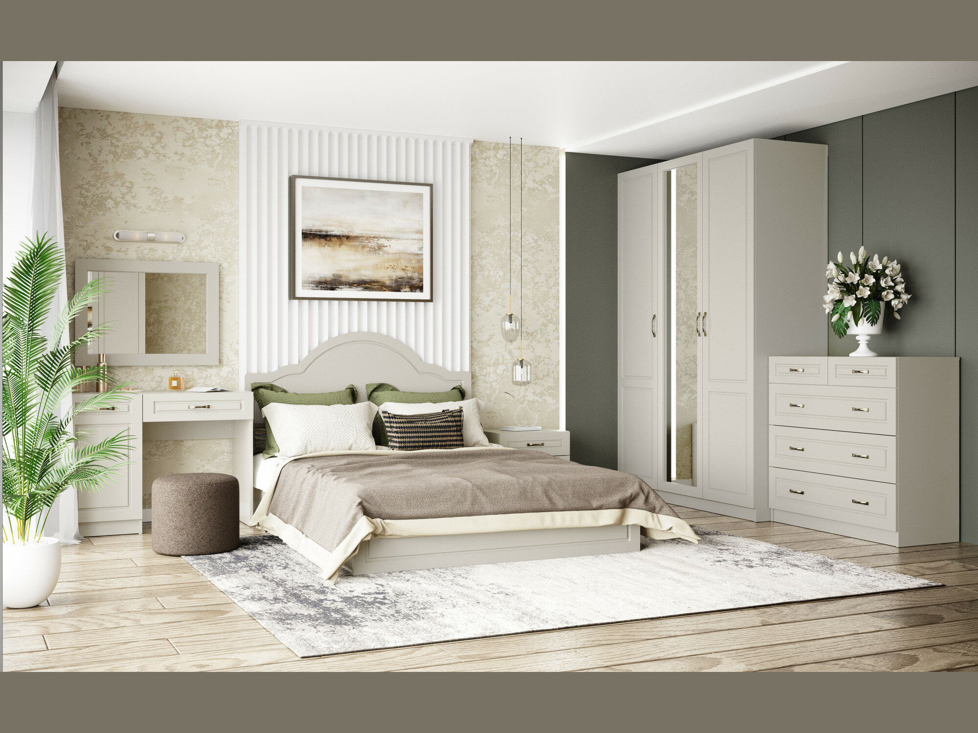 Спальный гарнитур в стиле классика набор 2 Кашемир/Сантьяго софт