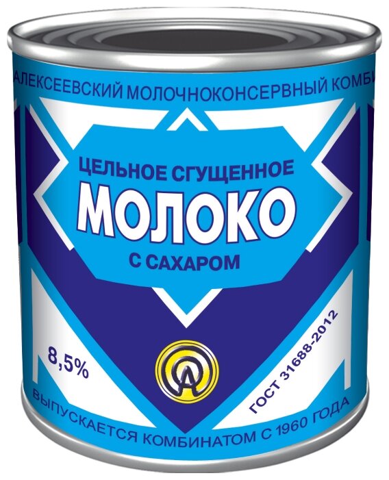 Сгущенное молоко Алексеевский цельное с сахаром 8.5%, 380 г