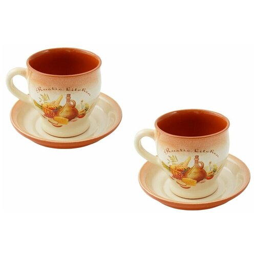 Кружка с блюдцем керамическая 300мл набор 2шт Rustic Kitchen 1614₽