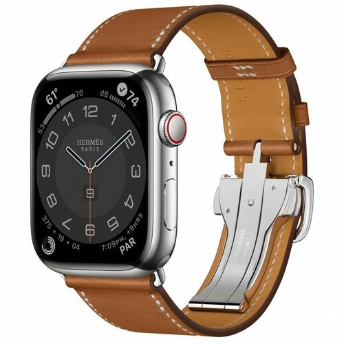 Apple Wathc S8 45mm Silver Stainless Steel Case Hermes Orange Sport Band Hermes Deployment Fauve Single Tour 16050000₽