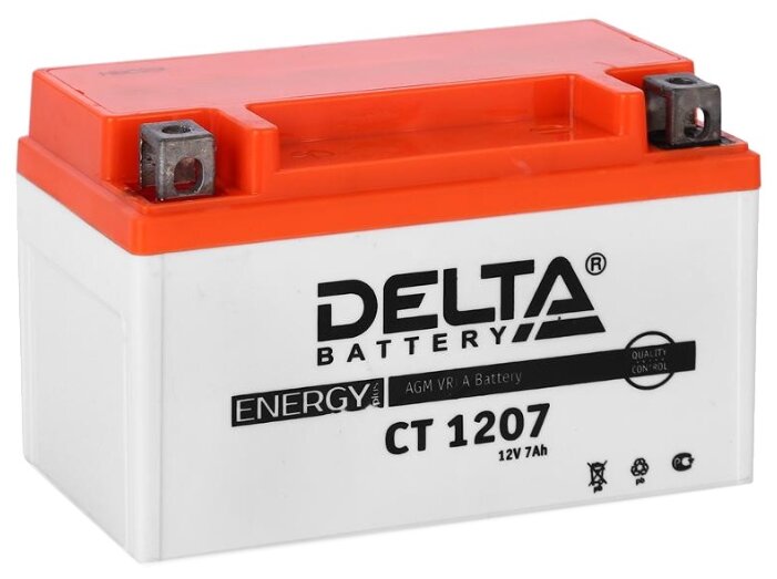 Аккумулятор для мототехники Delta CT 1207 (12V / 7Ah) (YTX7A-BS)