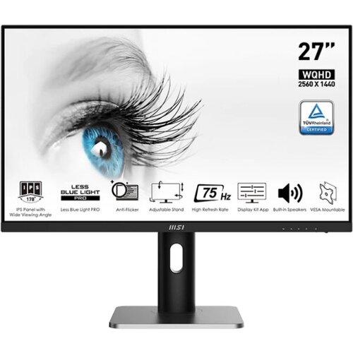 Монитор MSI PRO MP273QP 27 169 WQHD2560x1440 IPS Flat1msMPRT10001100M1350nit1781782xHDMI 14 DP 12 Tilt Swivel Height Pivot VESA75Hz 3126600₽