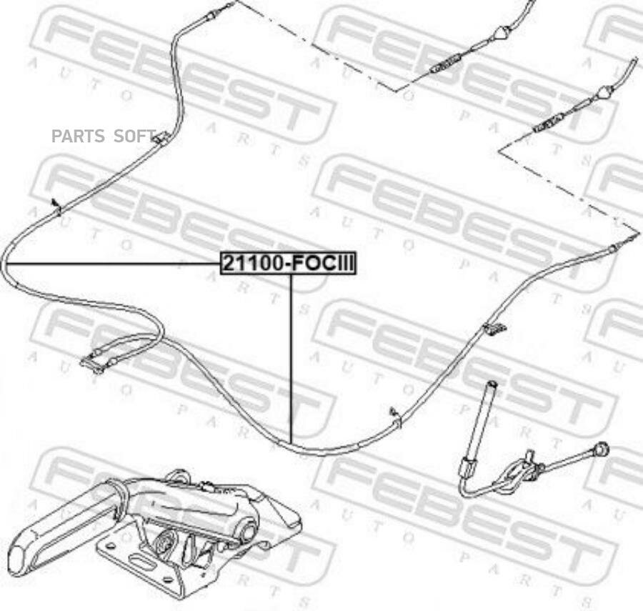 FEBEST Трос ручного тормоза FORD FOCUS 2011-