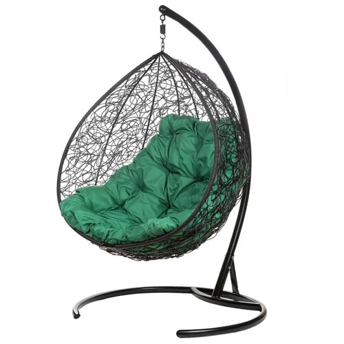 фото Кресло подвесное bigarden "gemini promo", черное, зеленая подушка (чехол в подарок)