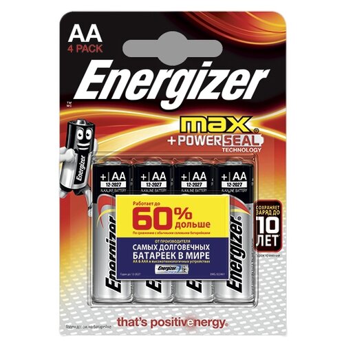 фото Батарейка Energizer Max+Power Seal AA/LR6 4 шт блистер