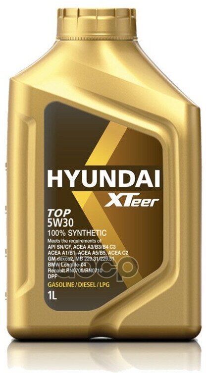 HYUNDAI XTeer Масло Моторное 5W30 Hyundai Xteer 1Л Синтетика Top Sn/Cf, C3