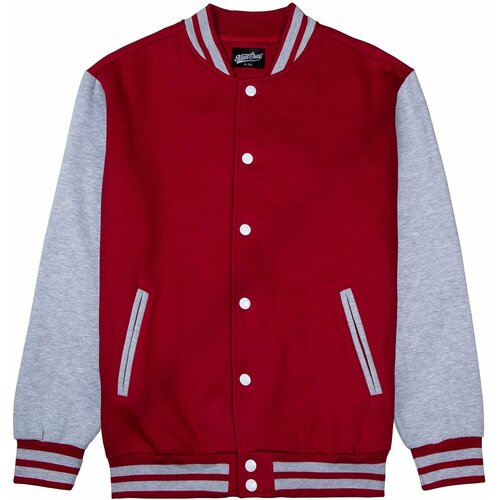 фото Толстовка street soul бомбер трикотажный / street soul / varsity classic jacket v 3, средней длины, трикотажная, утепленная, размер xxl, серый, бордовый