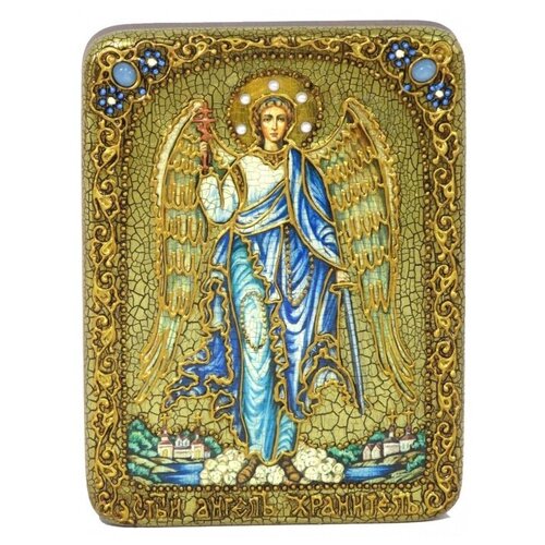 Подарочная икона Ангел Хранитель на мореном дубе 15*20см 999-RTI-290m