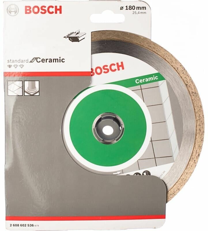 Диск алмазный отрезной STANDARD for Ceramic (180х25.4 мм) для настольных пил Bosch 2608602536