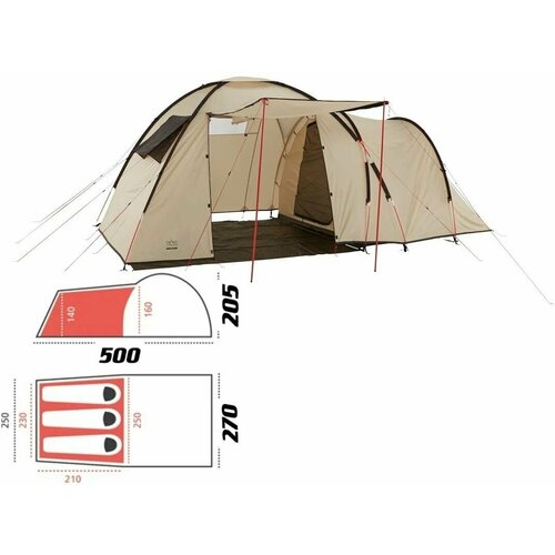 Палатка Туристическая Mir Camping 3-местная / Кемпинговая палатка с тамбуром Мир Кэмпинг A3-29, Бежевый