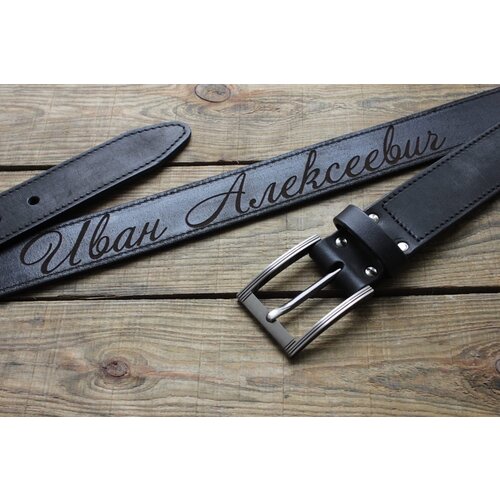 фото Ремень натуральная кожа, для мужчин, размер 52, черный stefan leather craft