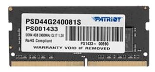 Оперативная память Patriot Memory SL 4 ГБ DDR4 2400 МГц SODIMM CL17 PSD44G240081S