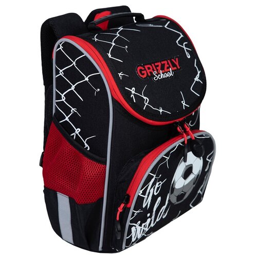Рюкзак Grizzly школьный с мешком RAm-285-1/2 черный - красный