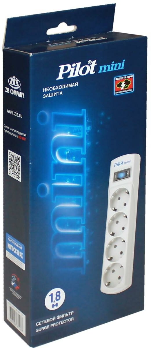Сетевой фильтр Zis Pilot 4 Sockets 1.8m White 127 - фото №8