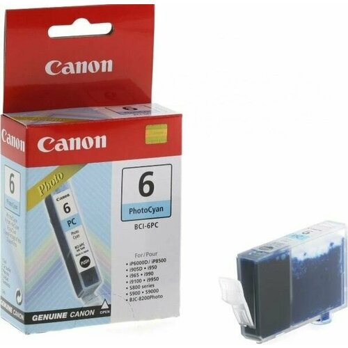 Картридж Canon 6 светло-голубой BCI-6PC оригинальный для Canon PIXMAP6000 iP8500 S800 картридж canon bci 6pc 4709a002 270 стр фото голубой