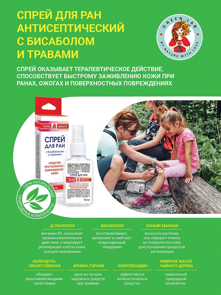 Спрей для ран антисептический Скорая помощь с бисабололом и травами 30 мл.