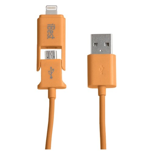 кабель ibest usb microusb lightning ipw10 голубой Кабель iBest USB - microUSB/Lightning (iPW10), оранжевый