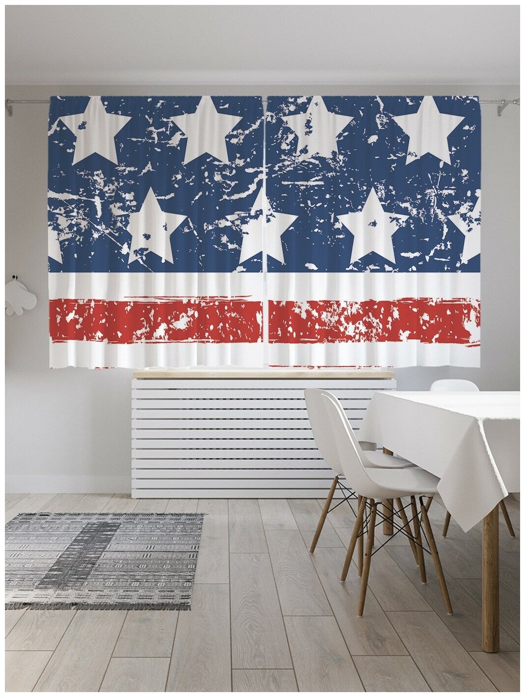 Шторы JoyArty с фотопечатью "Флаг Америки гранж" из сатена, 290х180 см