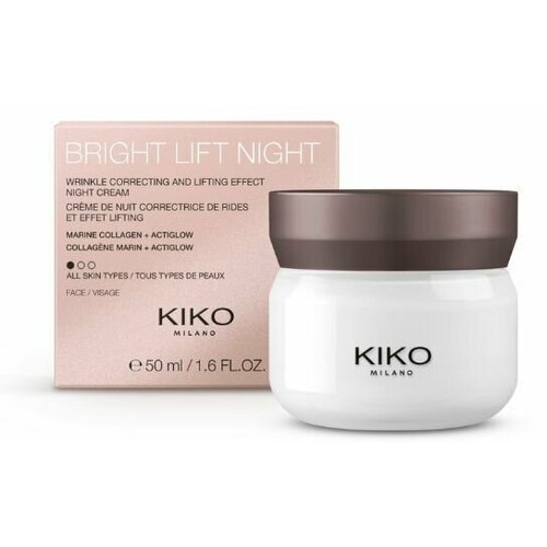 KIKO MILANO Омолаживающий ночной лифтинг крем с морским коллагеном Bright Lift Night kiko milano матирующий дневной лифтинг крем с морским коллагеном spf 15 bright lift matte