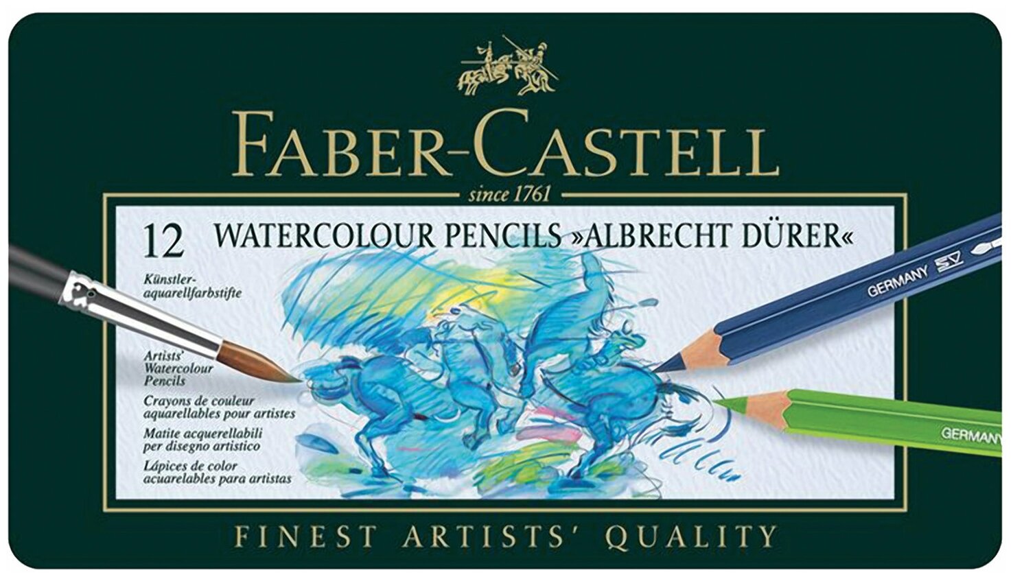 Карандаши акварельные Faber-Castell Albrecht D?rer набор цветов в металлической коробке 12 шт. - фото №19