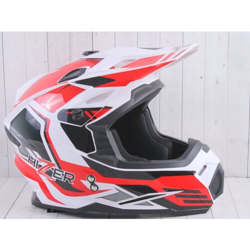 PitBikeClub Шлем мото кроссовый HIZER J6801 (M) #5 white/red
