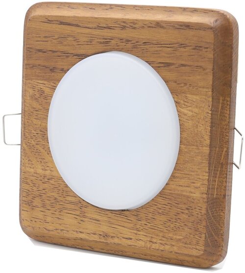 Встраиваемый точечный светодиодный светильник с квадратный деревянной рамкой R6. TR12, 6 Вт, 4200К, темный дуб