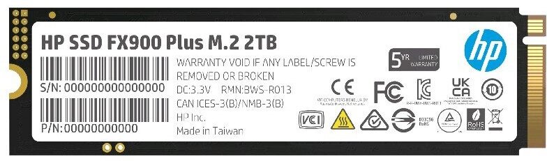 SSD-накопитель HP 2Tb M.2 2280 NVMe PCIe Gen4х4 FX900 Plus 7F618AA#ABB