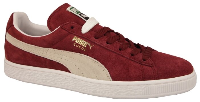 puma suede black red