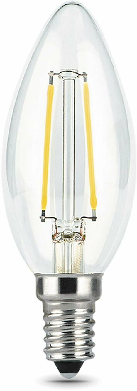 Лампочка светодиодная E14 свеча 7W теплый свет 2700К упаковка 10 штук Gauss Filament Candle - фотография № 4