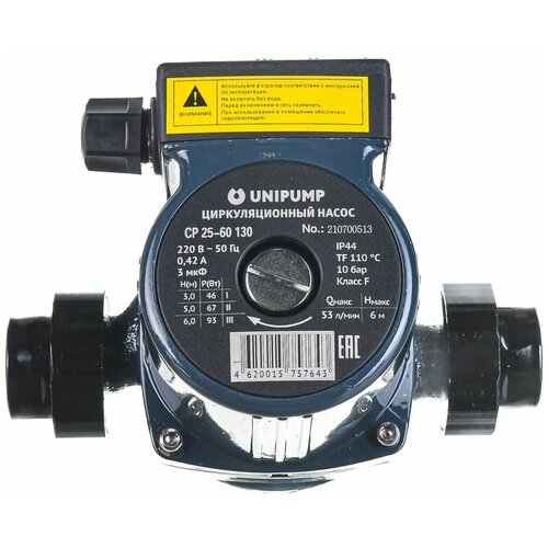 Циркуляционный насос UNIPUMP CP 25-60 130 циркуляционный насос unipump cp 25 80 180