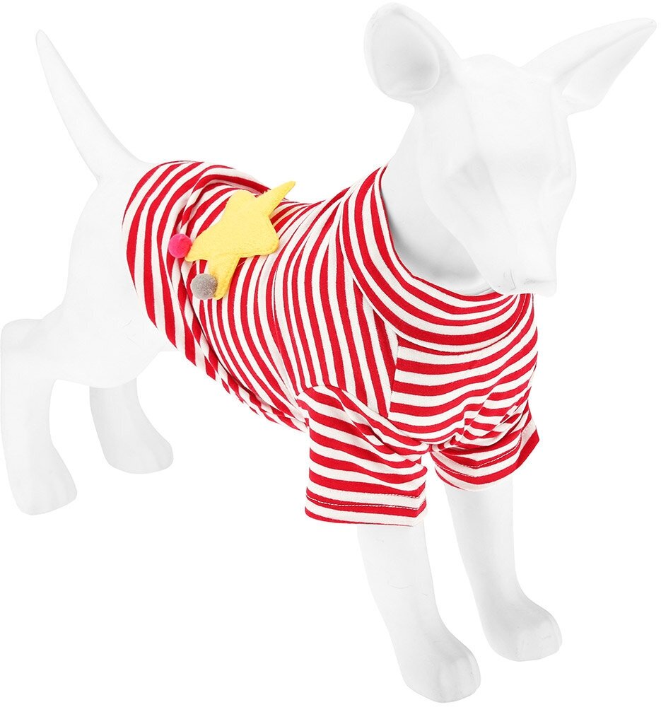 "Пэт тойс (Pet toys)" Одежда для собаки "Тельняшка" с принтом, р-р L, цвет-красно-белый, 100% полиэстер - фотография № 1