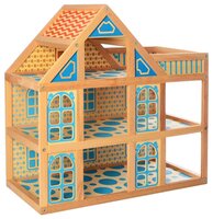 Мир деревянных игрушек кукольный домик 3 этажа Д250, коричневый/голубой
